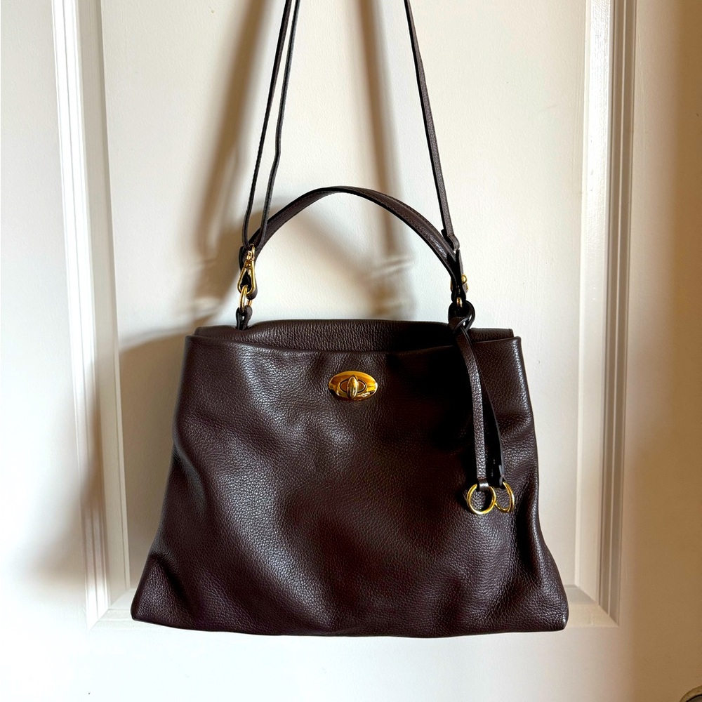 Ashelen Kobe Made in Italy Chocolate Soft Leather Top Handle Handbag